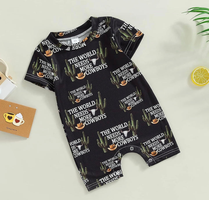 Load image into Gallery viewer, The World Needs More Cowboys Bodysuit Romper | Western Bodysuit | Baby Boy Clothes | Western Shirt |