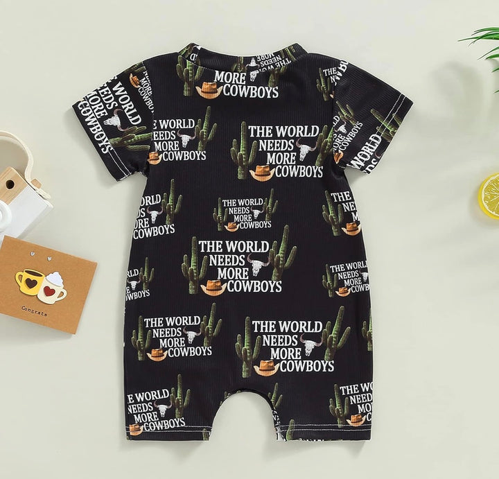 Load image into Gallery viewer, The World Needs More Cowboys Bodysuit Romper | Western Bodysuit | Baby Boy Clothes | Western Shirt |