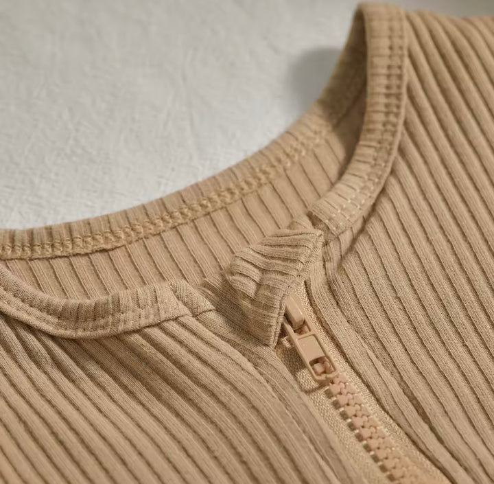 Load image into Gallery viewer, Khaki Knit Ribbed Bodysuit Romper