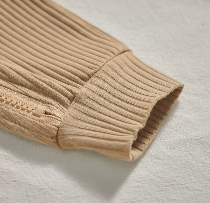 Load image into Gallery viewer, Khaki Knit Ribbed Bodysuit Romper