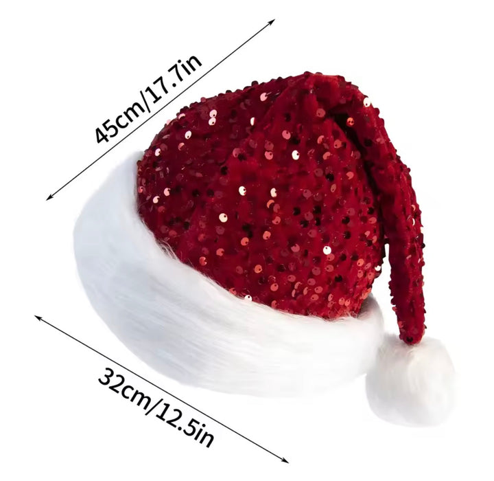 Load image into Gallery viewer, Glitter Santa Claus Hat Sparkly Sequin Santa Hat