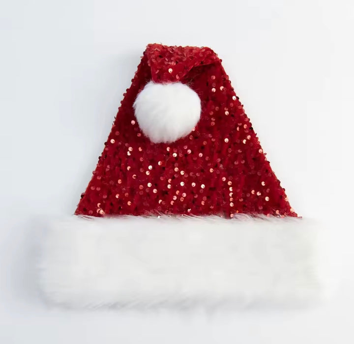 Load image into Gallery viewer, Glitter Santa Claus Hat Sparkly Sequin Santa Hat