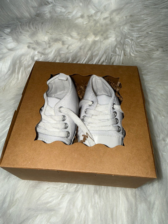 Load image into Gallery viewer, White Unisex Baby Boys Girls Shoes, Newborn Infant Non-Slip Canvas Denim High Top Sneakers, Toddler First Walkers Shoes