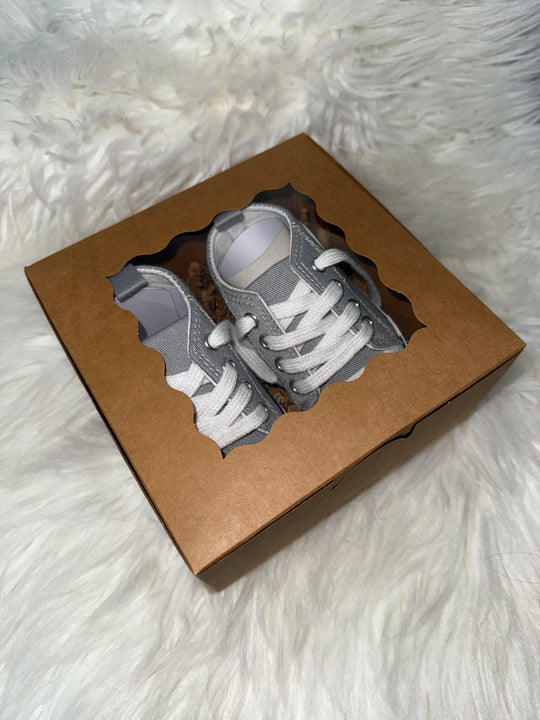 Load image into Gallery viewer, Gray Unisex Baby Boys Girls Shoes, Newborn Infant Non-Slip Canvas Denim High Top Sneakers, Toddler First Walkers Shoes