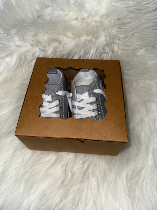 Load image into Gallery viewer, Gray Unisex Baby Boys Girls Shoes, Newborn Infant Non-Slip Canvas Denim High Top Sneakers, Toddler First Walkers Shoes
