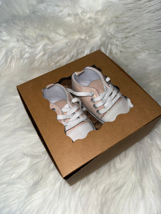 Load image into Gallery viewer, Light Pink Baby Girls Shoes, Newborn Infant Non-Slip Canvas Denim High Top Sneakers, Toddler First Walkers Shoes