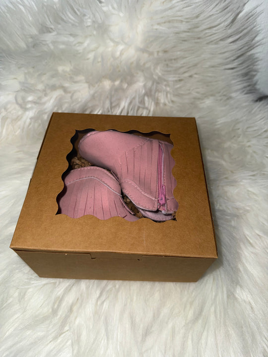 Load image into Gallery viewer, Light Pink Fringe Infant Cowboy Boots | Baby Girls Cowboy Tassel Boots Side Zipper Moccasins Soft Bottom Non-Slip Toddler Shoe