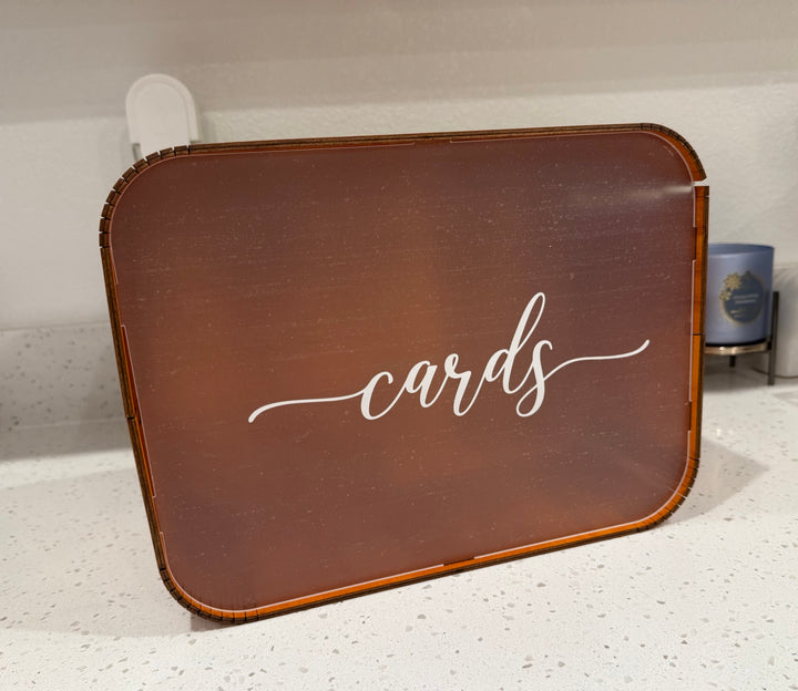 Load image into Gallery viewer, Heather &amp; Willow Wooden Wedding Card Box with Slot | Acrylic Wedding Decorations for Reception, for Honeymoon Fund &amp; Money | Baby Shower, Bridal Shower, Graduation Card Box with Lid