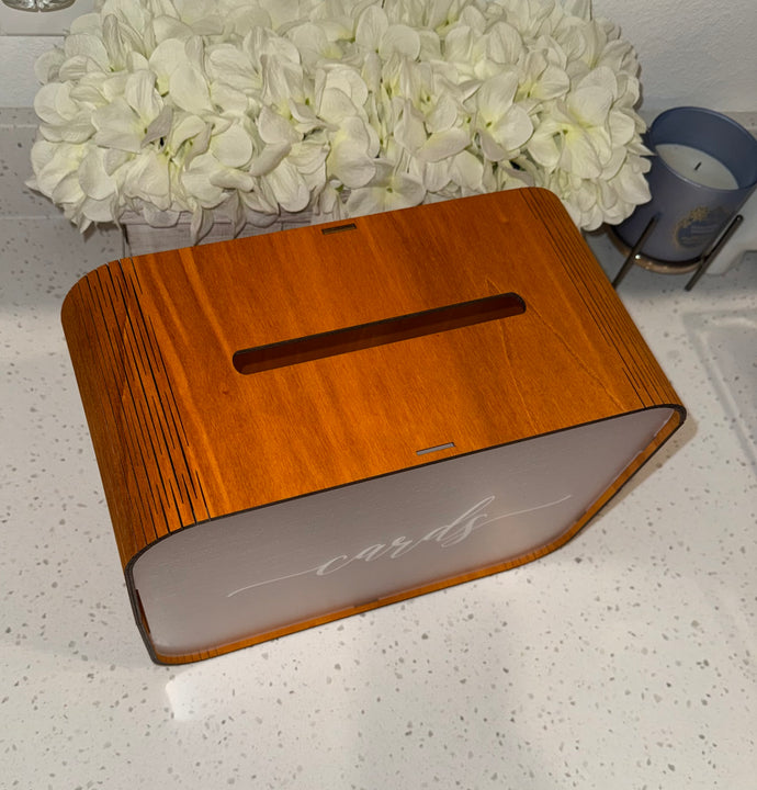 Load image into Gallery viewer, Heather &amp; Willow Wooden Wedding Card Box with Slot | Acrylic Wedding Decorations for Reception, for Honeymoon Fund &amp; Money | Baby Shower, Bridal Shower, Graduation Card Box with Lid