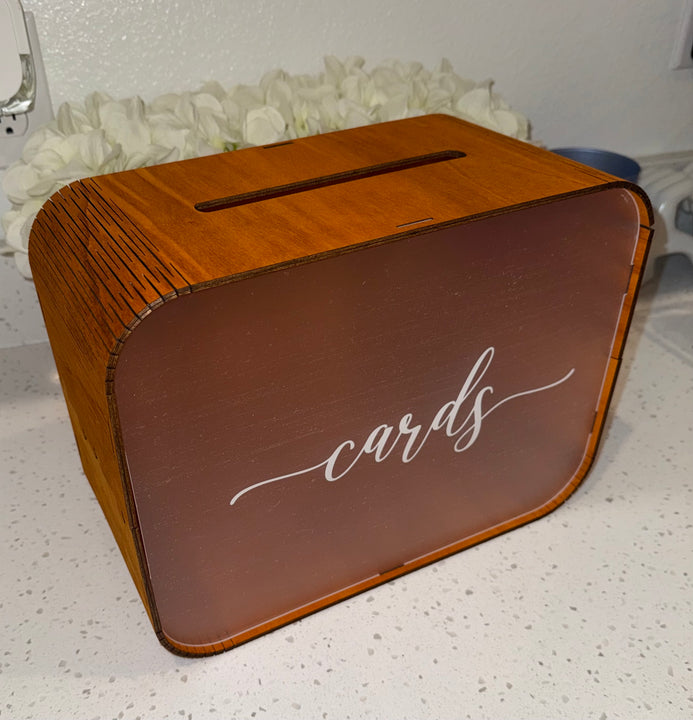Load image into Gallery viewer, Heather &amp; Willow Wooden Wedding Card Box with Slot | Acrylic Wedding Decorations for Reception, for Honeymoon Fund &amp; Money | Baby Shower, Bridal Shower, Graduation Card Box with Lid