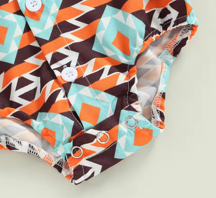 Load image into Gallery viewer, Aztec Button Up Bodysuit | Western Bodysuit | Baby Boy Clothes | Western Baby Shirt