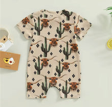 Load image into Gallery viewer, Cactus &amp; Cows Western Bodysuit Romper | Baby Boy Clothes