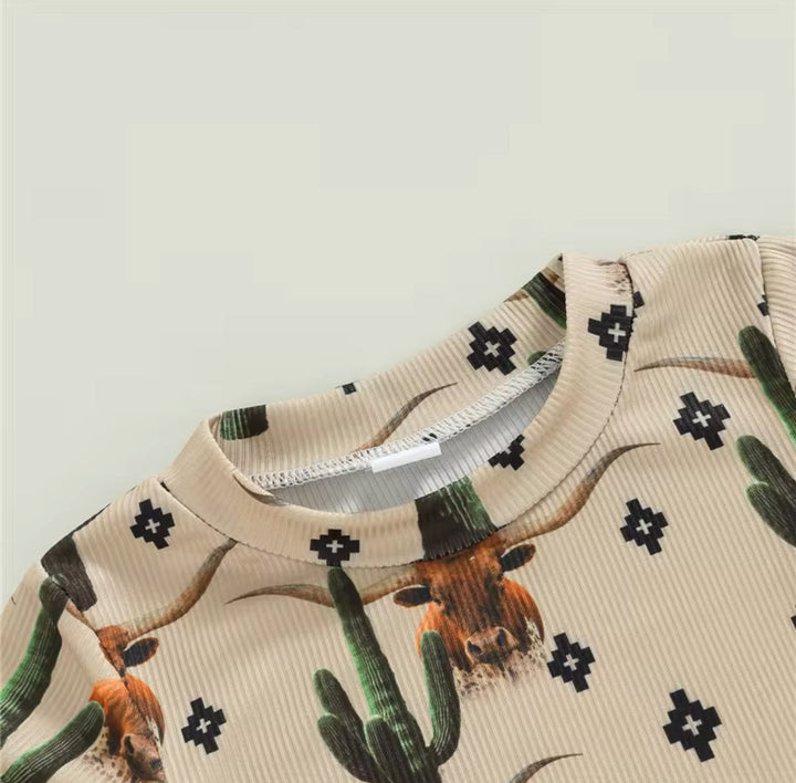 Load image into Gallery viewer, Cactus &amp; Cows Western Bodysuit Romper | Baby Boy Clothes | Western Shirt |