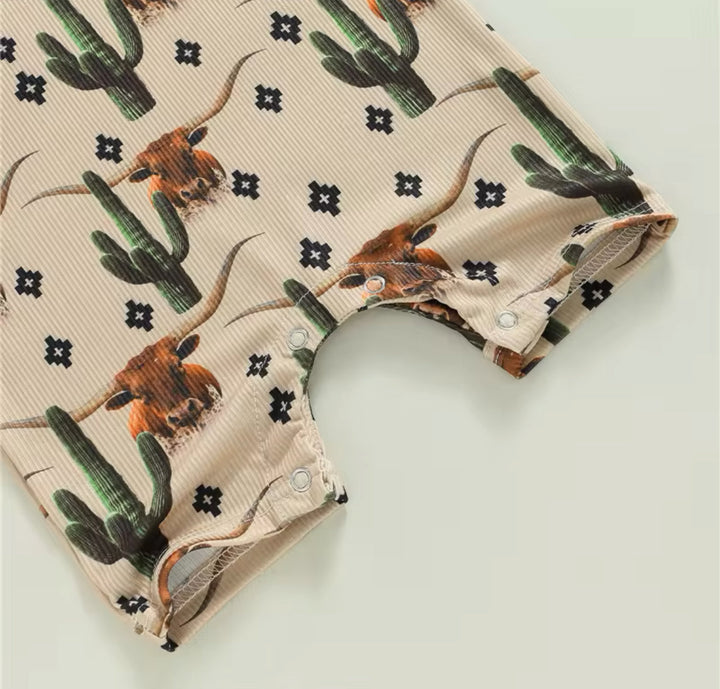 Load image into Gallery viewer, Cactus &amp; Cows Western Bodysuit Romper | Baby Boy Clothes | Western Shirt |
