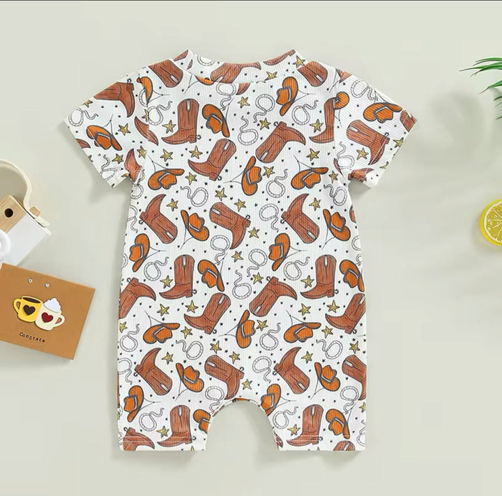 Load image into Gallery viewer, Cowboy Boots Bodysuit Romper | Western Bodysuit | Baby Boy Clothes | Western Shirt |