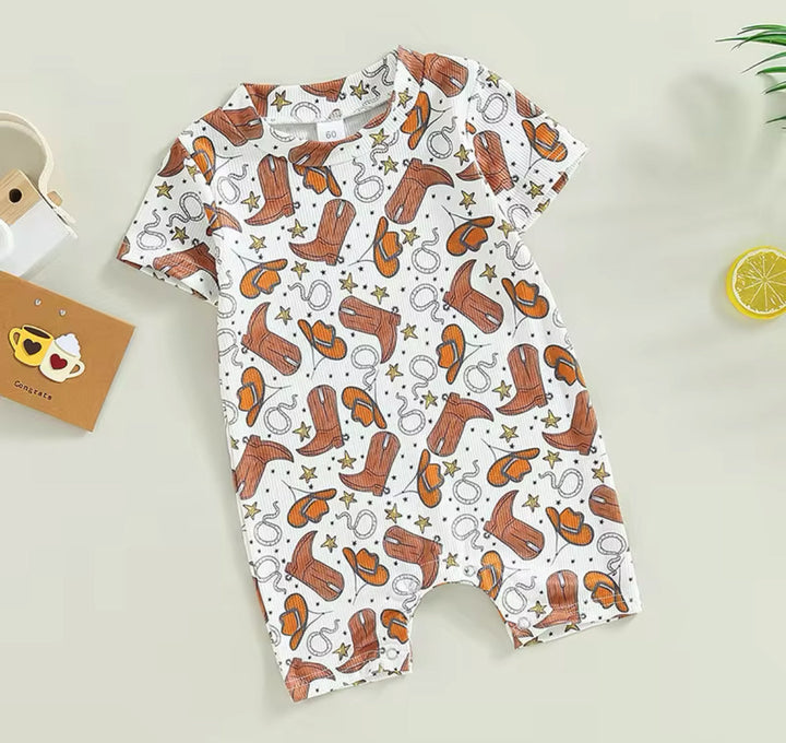Load image into Gallery viewer, Cowboy Boots Bodysuit Romper | Western Bodysuit | Baby Boy Clothes | Western Shirt |