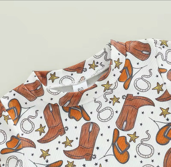 Load image into Gallery viewer, Cowboy Boots Bodysuit Romper | Western Bodysuit | Baby Boy Clothes | Western Shirt |