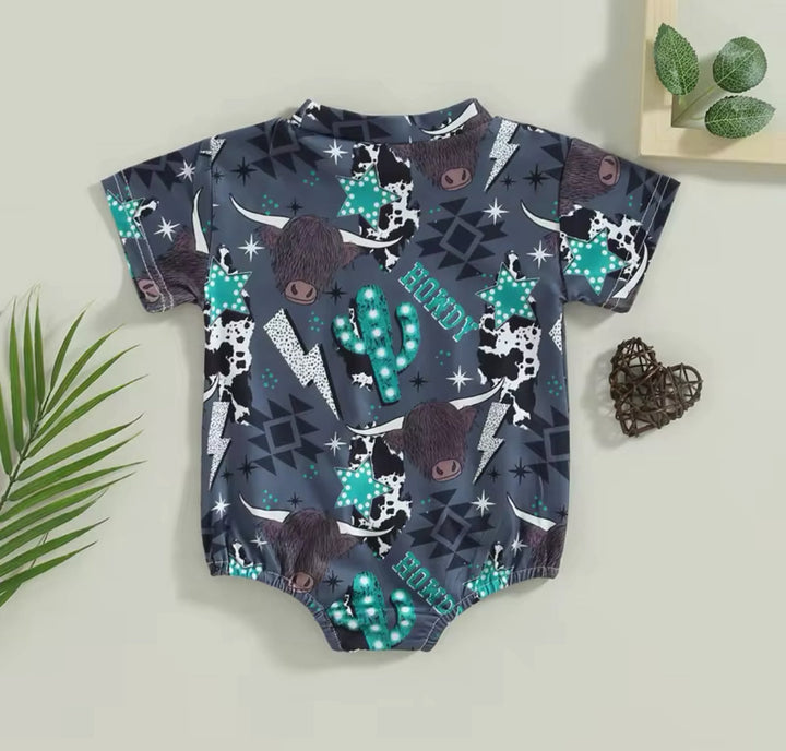 Load image into Gallery viewer, Howdy Western Bodysuit | Western Bodysuit | Baby Boy Clothes | Western Shirt |