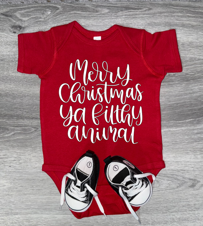 Load image into Gallery viewer, Merry Christmas Ya Filthy Animal Bodysuit
