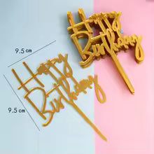Load image into Gallery viewer, Gold Happy Birthday Acrylic Cake Topper