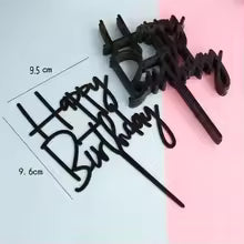 Black Happy Birthday Acrylic Cake Topper