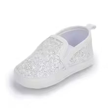 Load image into Gallery viewer, White Glitter Baby Girls Shoes, Newborn Infant Non-Slip Sole, Slip On, Toddler First Walkers Shoes