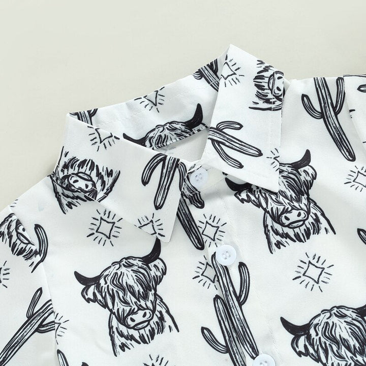 Load image into Gallery viewer, Highland Cow Button Up Bodysuit | Western Bodysuit | Baby Boy Clothes | Western Baby Shirt