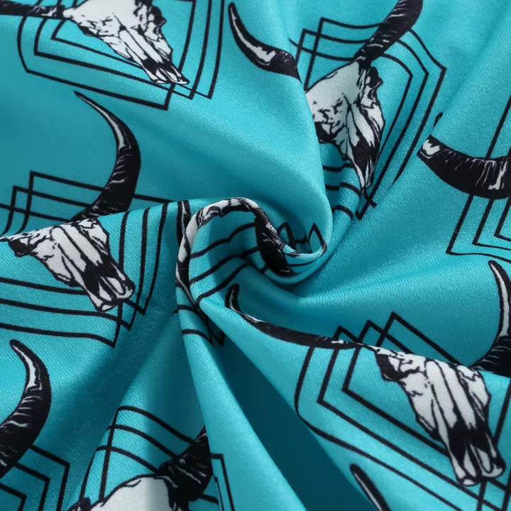 Load image into Gallery viewer, Cow Skull Bodysuit for Baby Boys Western Style Snap Button Closure Easy Dressing Everyday Wear