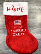 Load image into Gallery viewer, Keep America Great Christmas Stocking | Trump Christmas Stocking