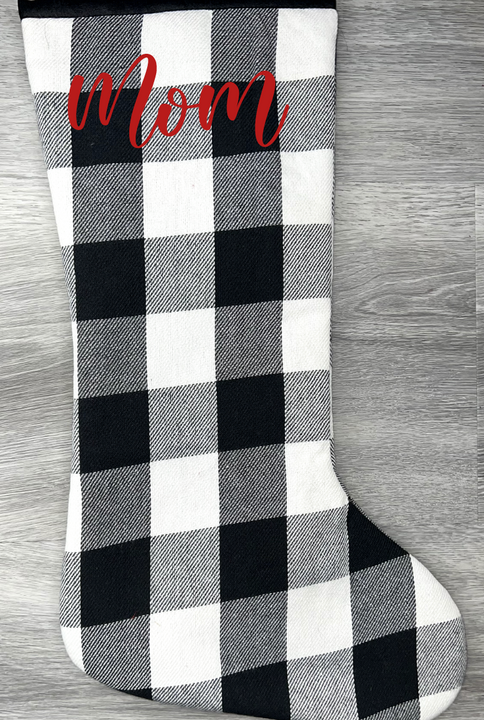Load image into Gallery viewer, White Buffalo Check Christmas Stocking 21"