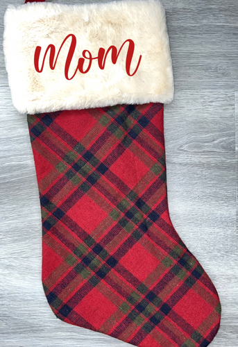 Red Plaid Christmas Stocking With Faux Fur Cuff 20