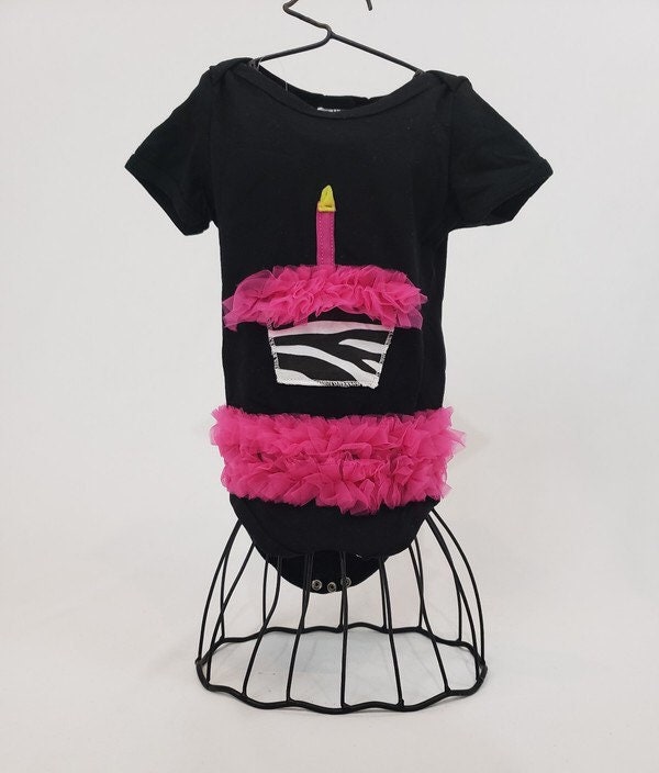 Hot Pink Ruffle Cupcake 1st Birthday Onesie | First Birthday Onesie | Cupcake Onesie