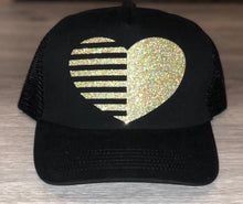 Load image into Gallery viewer, Striped Heart Trucker Hat