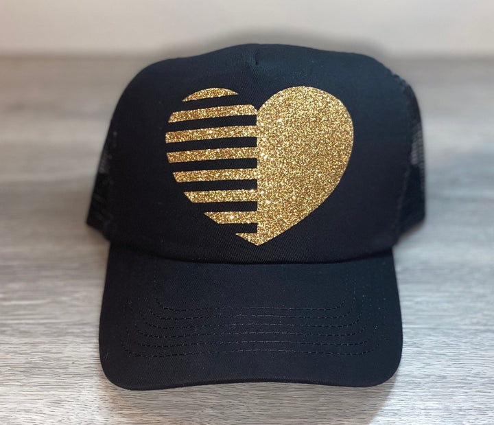 Load image into Gallery viewer, Striped Heart Trucker Hat