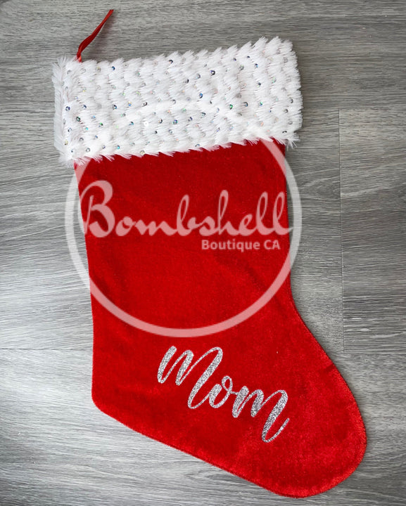 Load image into Gallery viewer, Sequin Cuff Christmas Stocking 18"