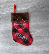 Load image into Gallery viewer, Mini Red Buffalo Plaid Christmas Stocking