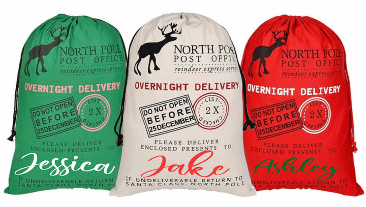 Load image into Gallery viewer, Personalized Canvas Santa Sack | Santa Drawstring Gift Bag