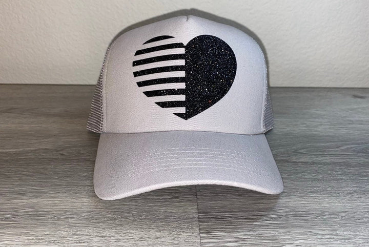 Load image into Gallery viewer, Striped Heart Trucker Hat