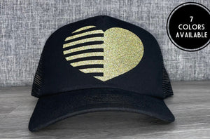 Striped Heart Trucker Hat