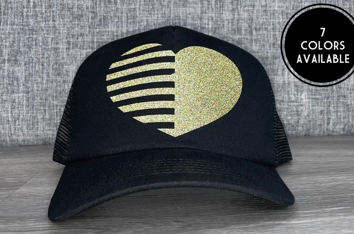 Load image into Gallery viewer, Striped Heart Trucker Hat