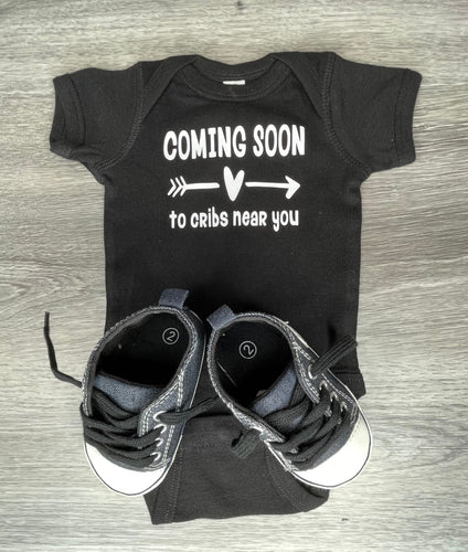 Coming Soon To Cribs Near You Bodysuit - PREMADE READY TO SHIP 0-3 MONTH FIT