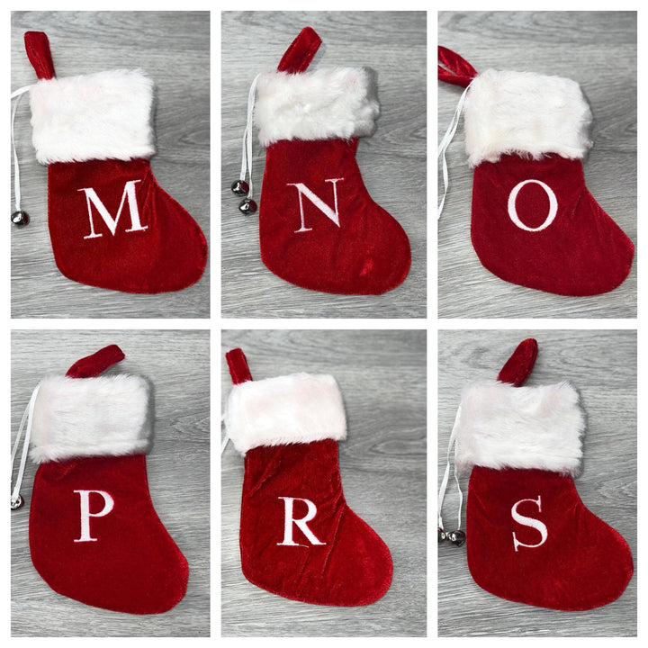 Load image into Gallery viewer, Mini Embroidered Monogram Christmas Stocking 7"