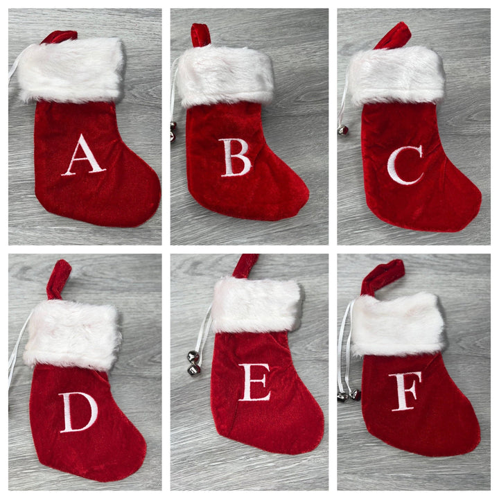 Load image into Gallery viewer, Mini Embroidered Monogram Christmas Stocking 7"