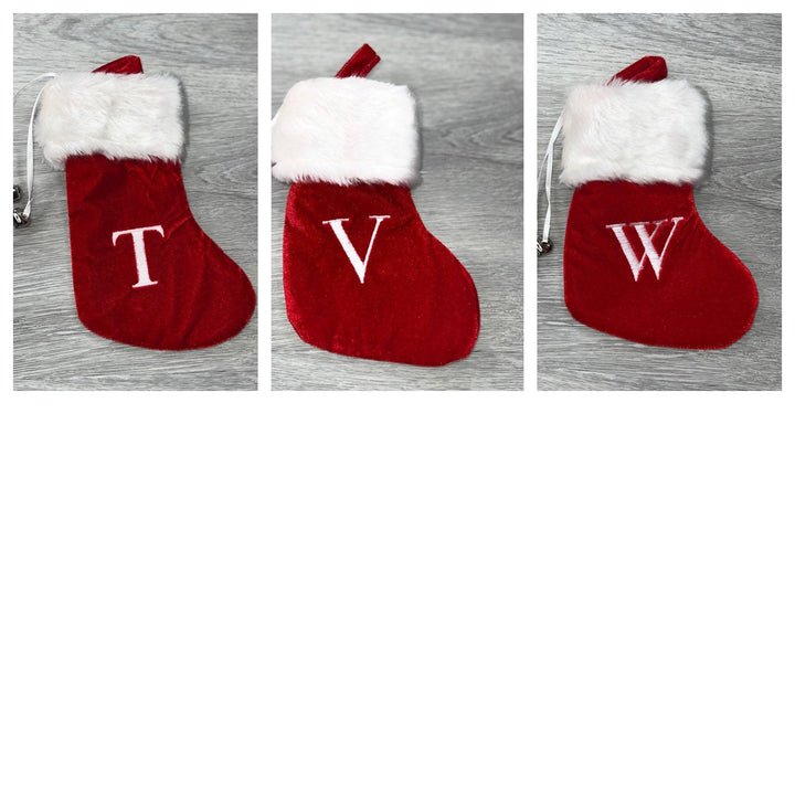 Load image into Gallery viewer, Mini Embroidered Monogram Christmas Stocking 7"