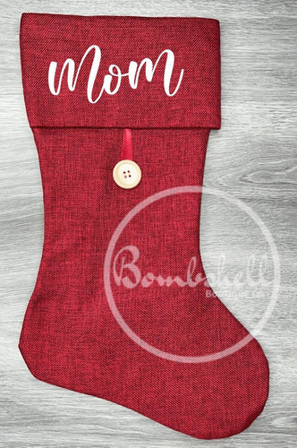 Red Burlap Button Christmas Stocking 19