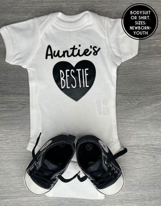 Load image into Gallery viewer, PREMADE READY TO SHIP 0-3 MONTH FIT Auntie&#39;s Bestie Bodysuit