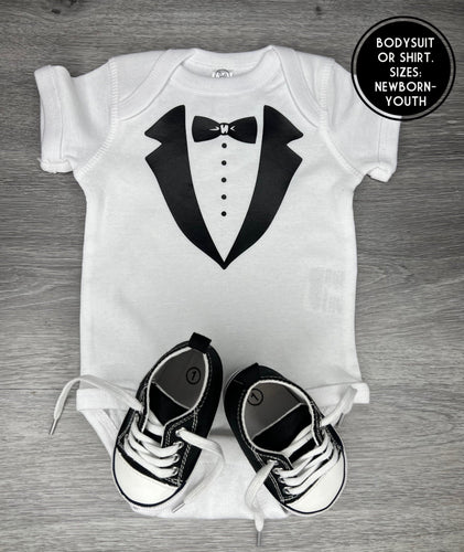 Baby Tuxedo Bodysuit - PREMADE READY TO SHIP 3-6 MONTH FIT