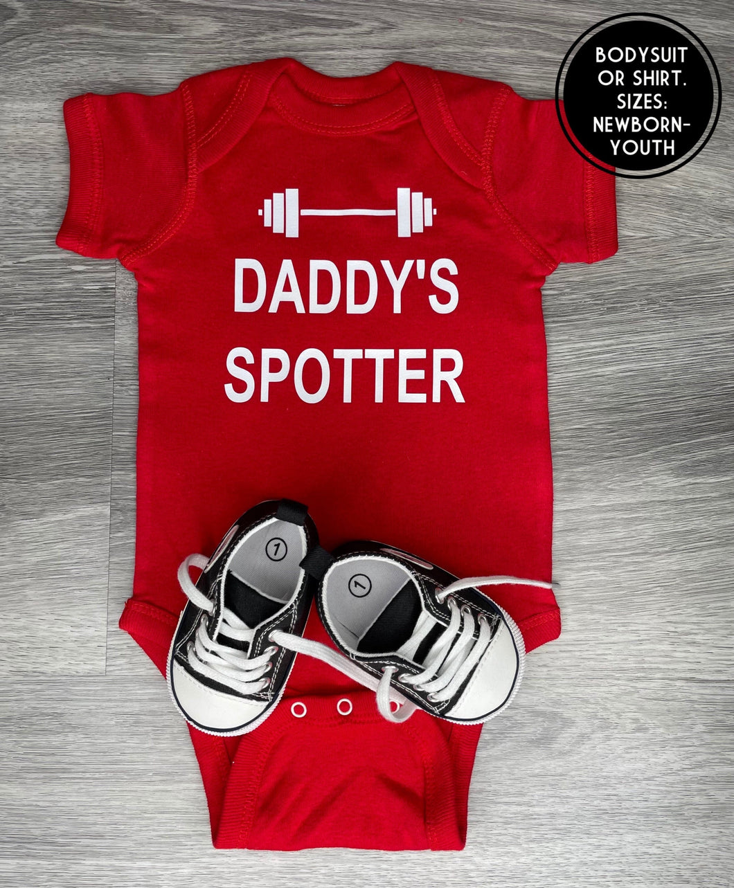 Daddy's Spotter Bodysuit - PREMADE READY TO SHIP 3-6 MONTH FIT