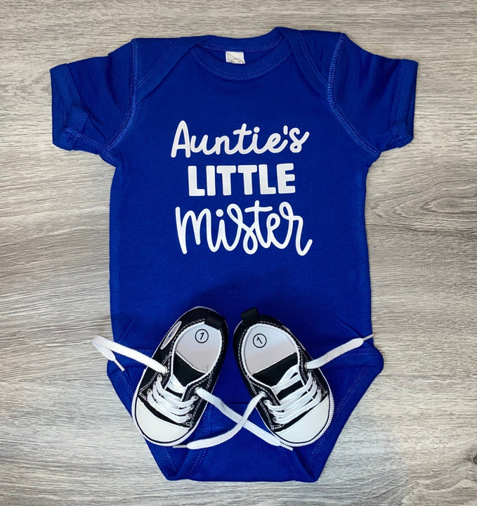 Load image into Gallery viewer, PREMADE READY TO SHIP 6-12 MONTH FIT Auntie&#39;s Little Mister Bodysuit