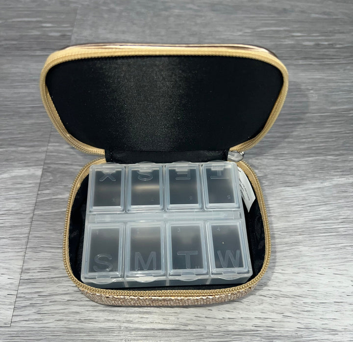 Load image into Gallery viewer, Glitter Embroidered Travel Pill Case